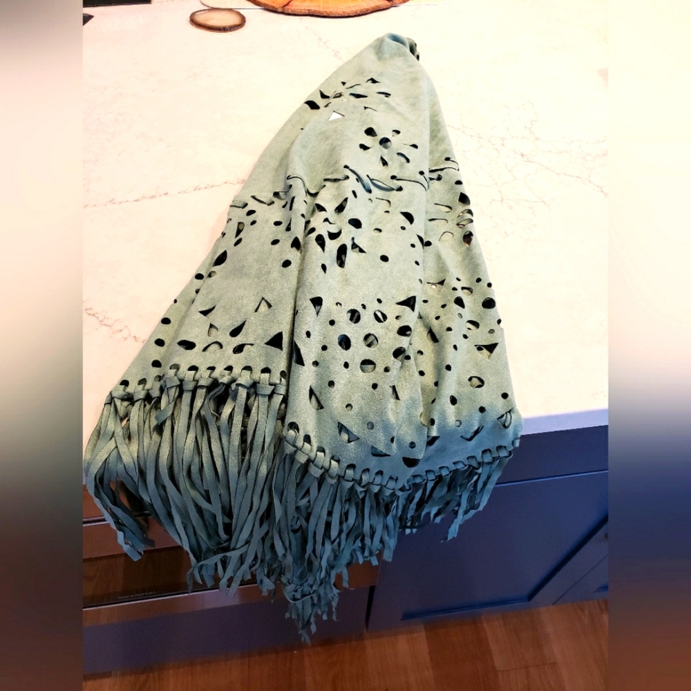 FAUX SUEDE LASER CUT SCARF